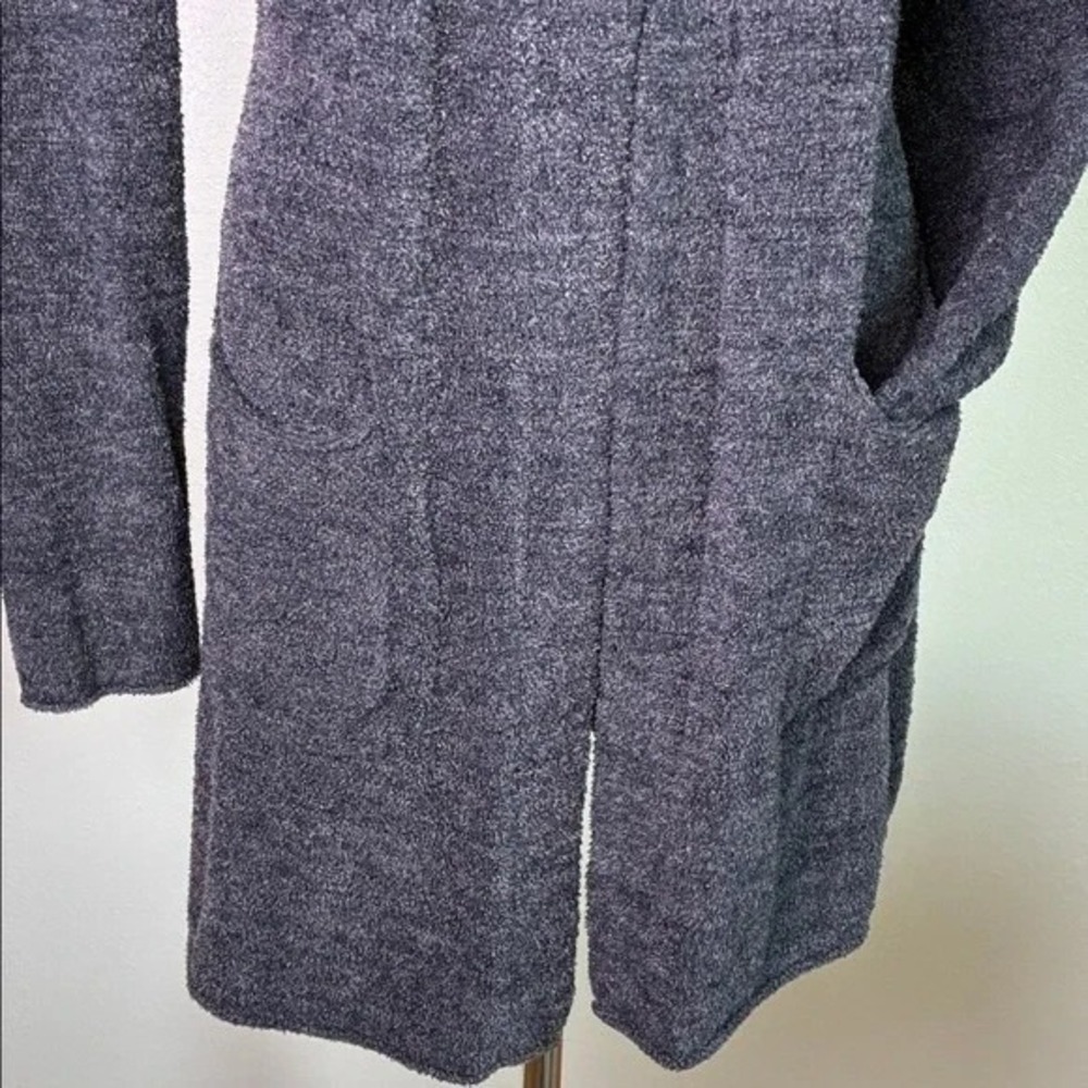 BAREFOOT DREAMS Women Large Cozychic Lite Charcoal Grey Open Cardigan Comfy - Picture 3 of 11